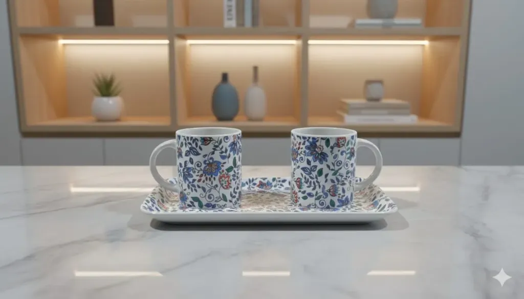 Ceramic Mugs With Serving Platter Plate