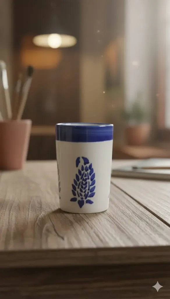 CLASSIC BLUE LEAF CERAMIC GLASS