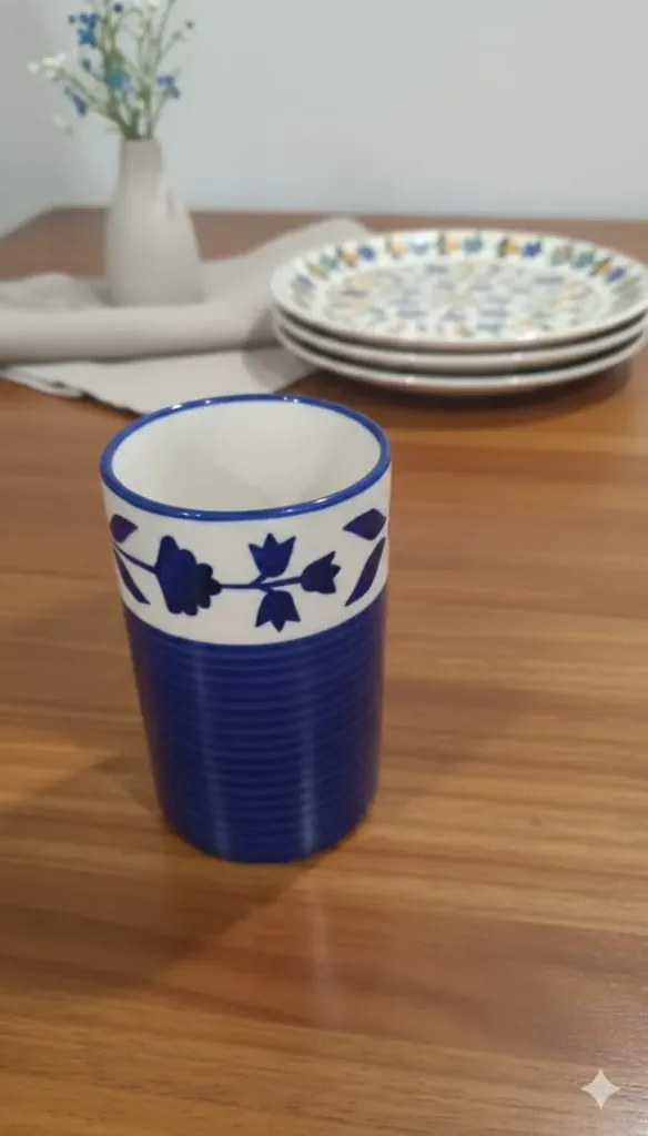 BLUE FORAL PATTERN CERAMIC GLASS